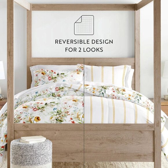 Chintz Floral Reversible Down-Alternative Comforter Set NIP - Picture 8 of 9